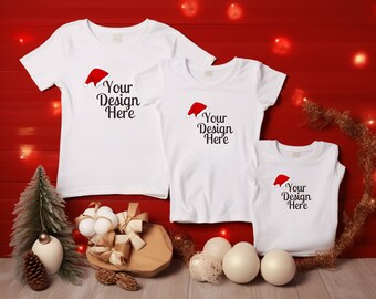 クリスマス ベラ キャンバス モックアップ フラットレイ モックアップ ウサギの皮セット ギルダン 50005 ベビー モックアップ クリスマス 子供用 フラットレイ ファミリー モックアップ