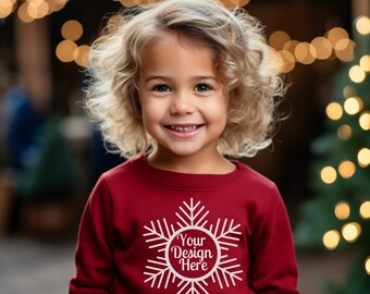Niños Bella Canvas Mockup sudadera para niños pequeños Mock up Camisa infantil Pieles de conejo Set Gildan 50005 Baby Mockup Christmas Children Jumper Mockups