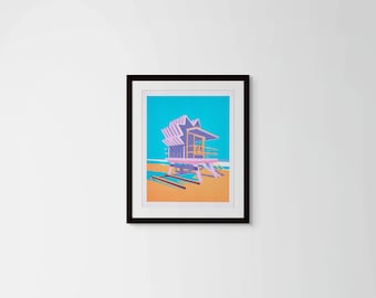 100 Lifeguard Tower | Miami South Beach | Digital Poster Print | Art Deco | Signed by Artist