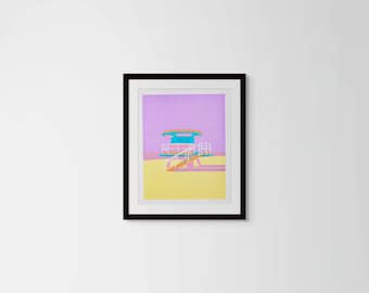 10th St Lifeguard Tower | Digital Print | Miami South Beach | Art Deco | Wall Art Poster