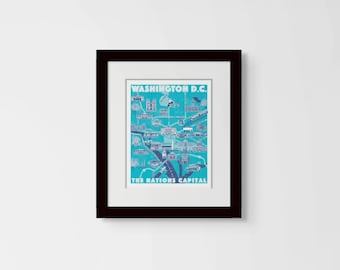 Washington D.C. City Map | Hand Drawn | Digital Poster | Wall Art Print | House Gift