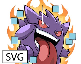 Gengar | vectorielle | SVG en couches | PNG | Adobe Illustrator modifiable | fichier numérique