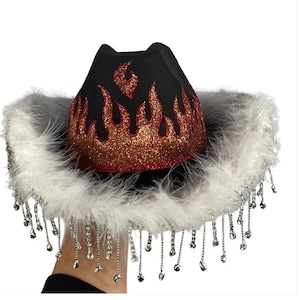 Cowgirl Hat, Rave accessories, Bachelorette Cowgirl Hat, Cowboy Hat, Rhinestone Cowboy Hat, Festival Headgear,