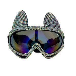 Kitty goggles, Burning Man essentials, Festival eyewear, Burning Man Goggles, Rave accessories, Rhinestone Glasses