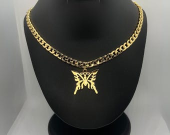 Gouden vlinderketting – statement vlinderhanger, gouden sieraden, vrouwelijke alledaagse ketting, cadeau voor haar