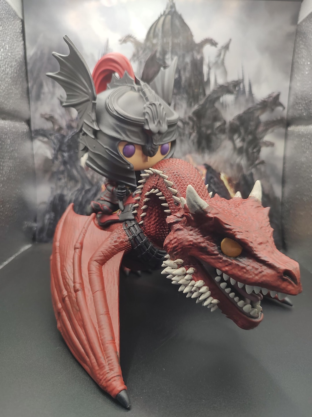 Custom 3D Pop of Daemon Targaryen Wearing His Helmet Riding Caraxes ...