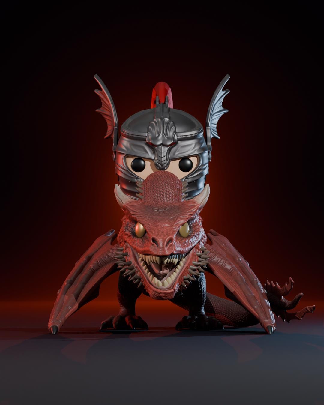 Custom Pop of Daemon Targaryen Wearing His Helmet Riding Caraxes, Known ...