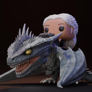Custom Pop of Baela Targaryen riding her dragon Moondancer.
