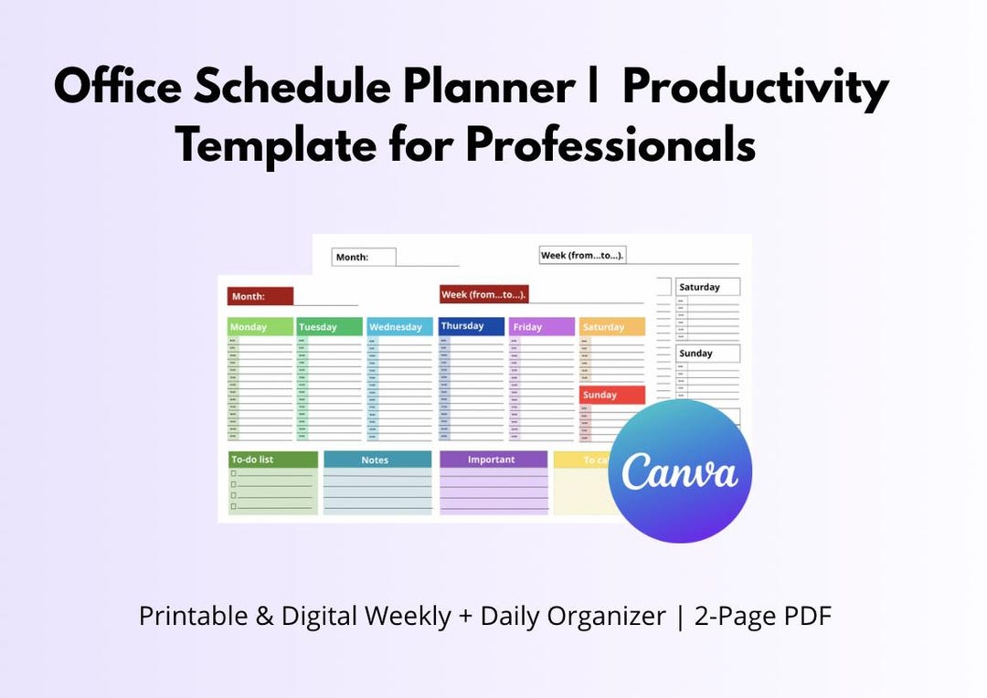 Office Schedule Planner | Printable & Digital Weekly + Daily Organizer ...