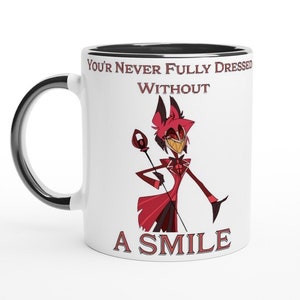 Alastor  Crush &#39;Never Fully Dressed&#39; Mug – 11oz two tone mug for Hazbin Hotel Fans