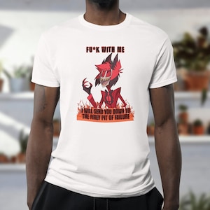 Alastor Radio Demon Tee: Fiery Pit of Failure Quote, Hazbin Hotel Inspired, Bold Design, Fan Apparel&quot;