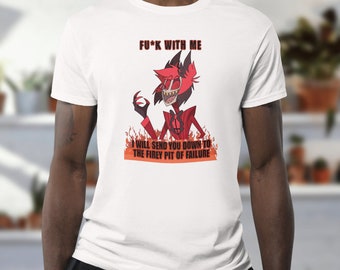 Alastor Radio Demon Tee: Fiery Pit Quote, Hazbin Hotel Fan Apparel