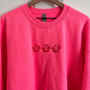 Pink Hibiscus Flower Crewneck/ Sweatshirt