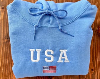 Felpa blu con cappuccio USA