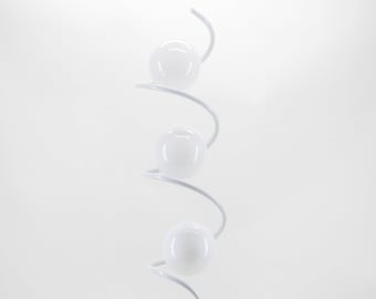 White Spiral Floor Lamp 3 Frosted Acrylic Bulbs, Art Deco and Contemporary Style, with on/off push button LED bulbs included