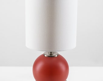 Modern Red Globe Table Lamp, Art Deco Modern Design, USB Port & Outlet, Bulb Included, Dorm Light, Bedside Light, Desk Lamp, Contemporary