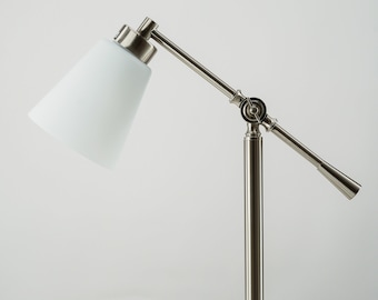 Mid Century Modern Adjustable Arm Table Lamp with USB Port & Outlet