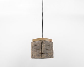 Rustic Wood Square Pendant Light - Farmhouse Kitchen Island Lighting