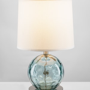 Coastal Modern Aqua Glass Bubble Table Lamp with USB port and Outlet, Free Shipping, Bulb Included, Dorm Light, Bedside Light, Desk Lamp image 2