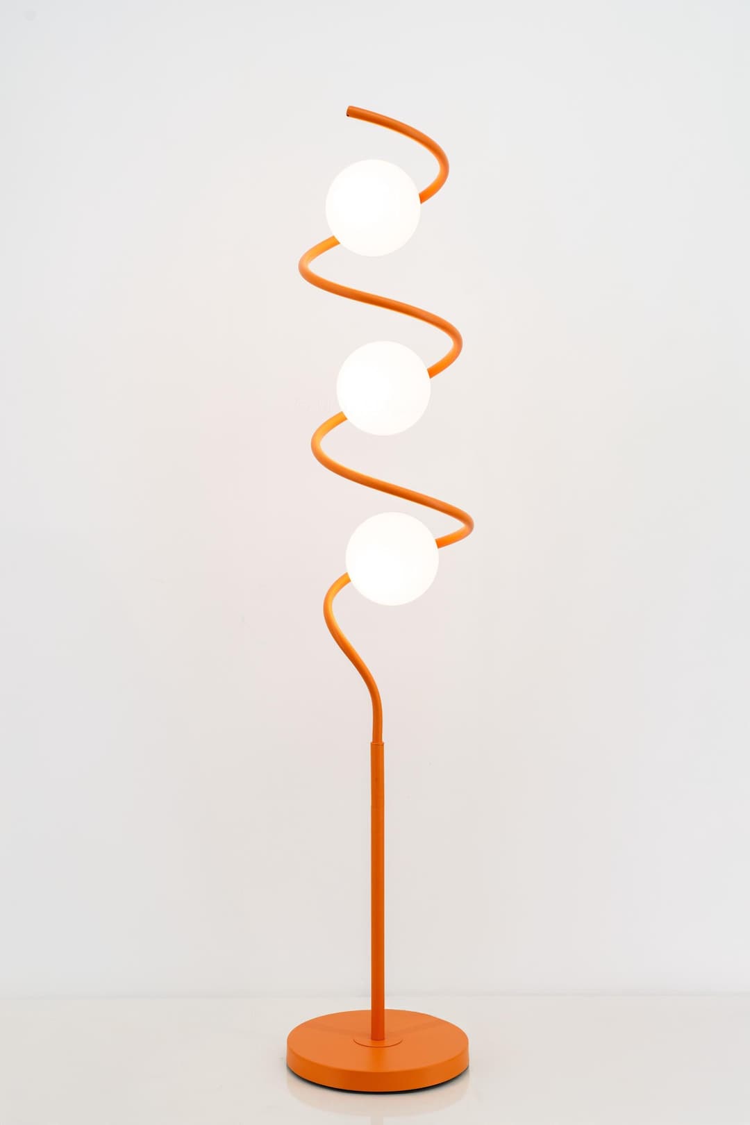 Tangerine Orange Spiral Floor Lamp: Art Deco Style With 3 Acrylic ...