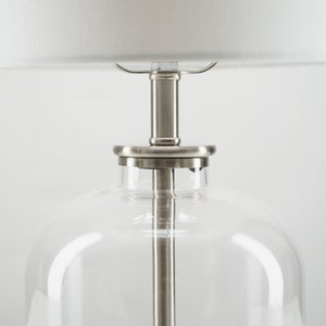 Contemporary Clear Glass Table Lamp, Art Deco Modern Design, USB Port & Outlet, Bulb Included, Dorm Light, Bedside Light, Desk Lamp image 4
