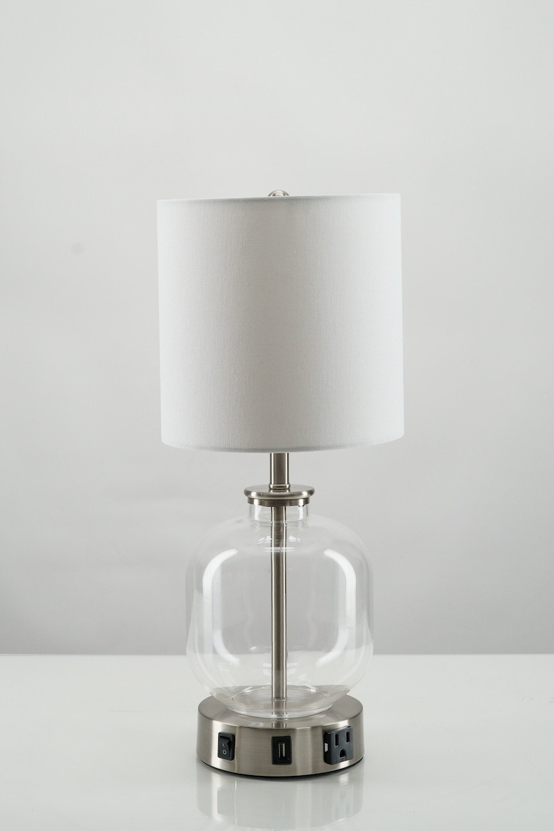 Clear glass table lamp