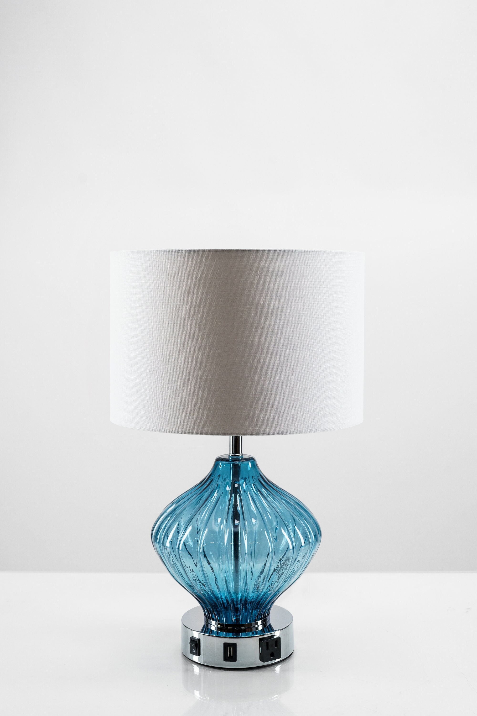 Light blue glass sale lamp