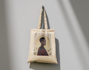 STOLZ - Premium Tragetasche | Acrylmalerei eines Frauenporträts gedruckt auf einer Tragetasche handgemalte Kunstmalerei-Leinwand auf Tragetasche