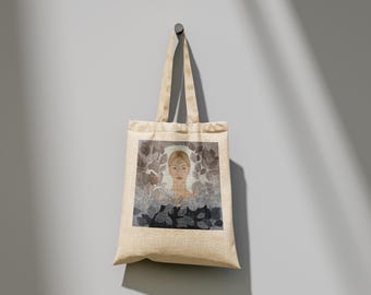 GESUNDHEIT - Premium Tragetasche | Acrylmalerei eines Frauenporträts gedruckt auf einer Tragetasche handgemalte Kunstmalerei-Leinwand auf Tragetasche