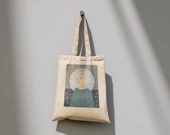 LET THEM - Premium Tragetasche | Acrylmalerei eines Frauenporträts gedruckt auf einer Tragetasche handgemalte Kunstmalerei-Leinwand auf Tragetasche