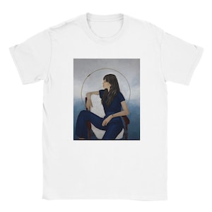 THOUGHTS - T-shirt unisex | Acrylic painting of a women portrait printed on a t-shirt any size hand painted clothes