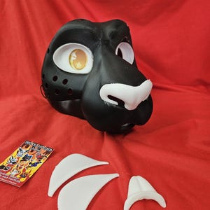 Kangaroo wallaby fursuit head base 3D printed with eye blanks, nose, teeth, and moving jaw -  assembly optional