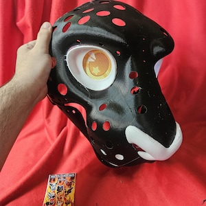 Lion / lioness fursuit head base 3D printed with eye blanks, nose, teeth, and moving jaw -  assembly optional panther leopard tiger
