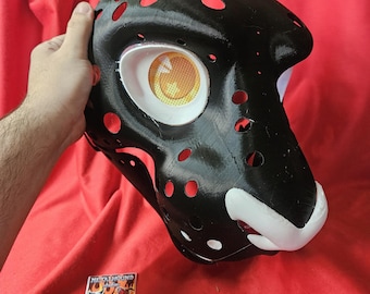 Lion / lioness fursuit head base 3D printed with eye blanks, nose, teeth, and moving jaw -  assembly optional panther leopard tiger
