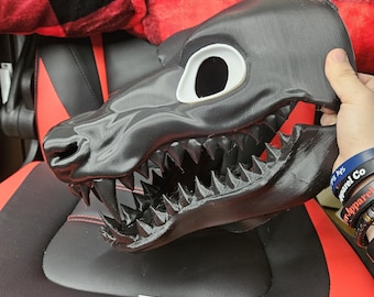 Snarling opossum fursuit head base monster hellhound demonic toothy with moving jaw (model by candy_satan)