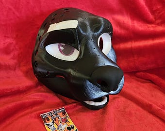 Ferret fursuit head base 3D printed with eye blanks, nose, teeth, and moving jaw -  assembly optional