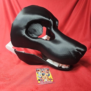 Realistic canine Fursuit head base 3D printed with eye blanks, nose, teeth, and moving jaw -  assembly optional dog wolf