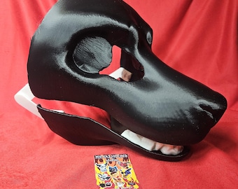 Realistic canine Fursuit head base 3D printed with eye blanks, nose, teeth, and moving jaw -  assembly optional dog wolf