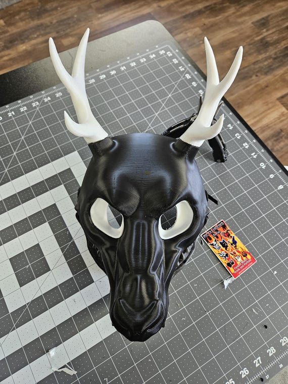 Skinwalker Deer Demon Snarling Fursuit Head Base With Antlers