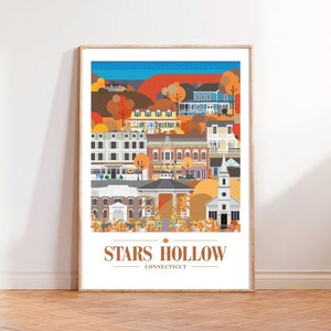 Poster di Gilmore Girls, Stars Hollow Wall Art, Gilmore Girls Wall Art Autunno, Poster di Stars Hollow Fall, Download digitale