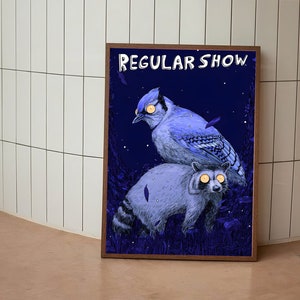 Affiche du spectacle régulier, impression numérique de Mardochée et Rigby, art mural du spectacle régulier, téléchargement numérique