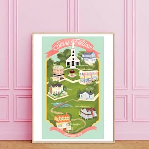 Gilmore Girls Wall Art Print, Stars Hollow Illustration Print, Stars Hollow Map, Gilmore Girls Poster, Stars Hollow, Téléchargement numérique
