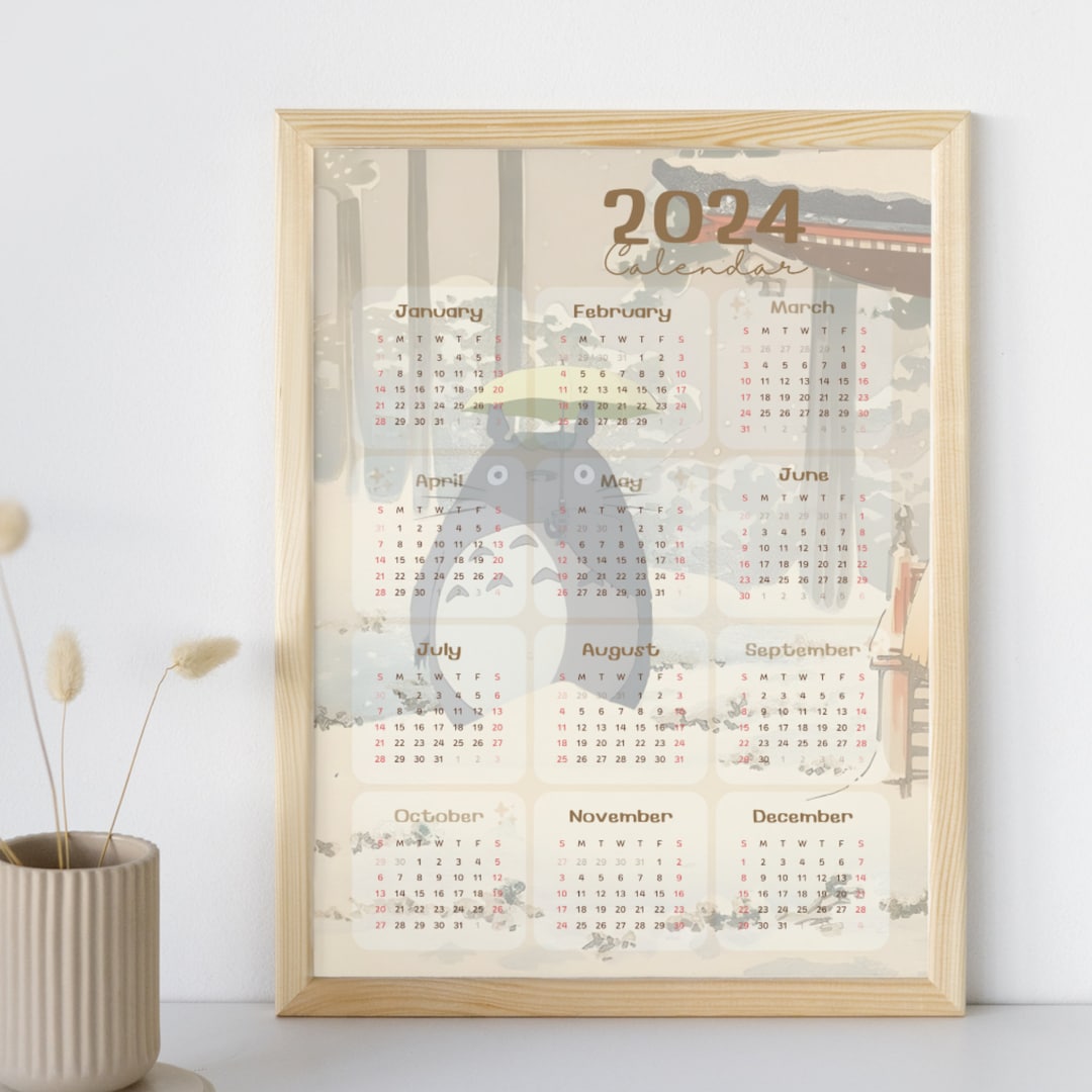 Totoro Calendar Studio Ghibli Calendar 2024 Calendar A4 & Etsy