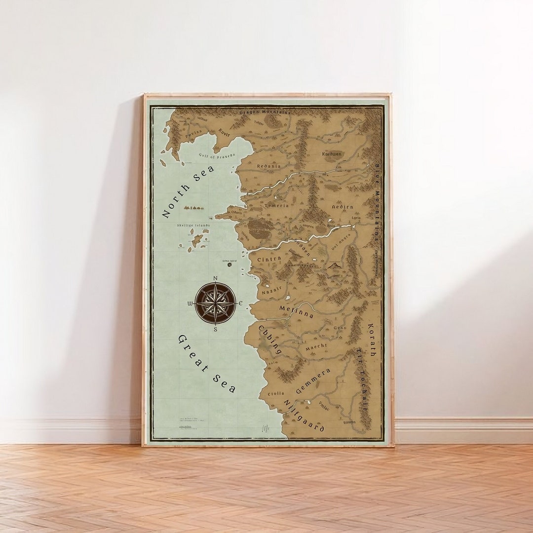 The Witcher World Map Poster, Northern Kingdoms Wall Art, the Witcher