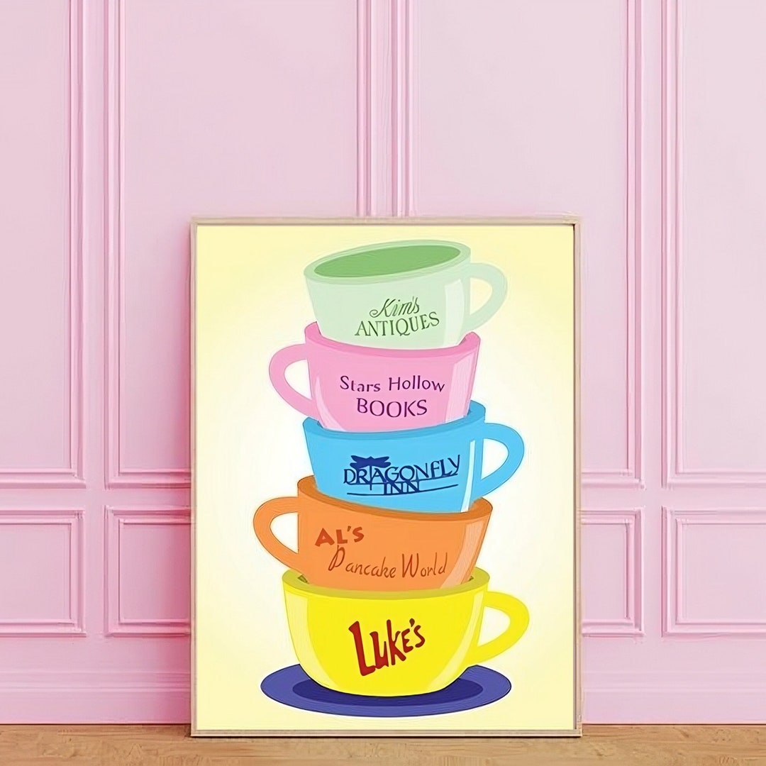 Gilmore Girls Wall Art Prints Gilmore Girls Coffee Cup Illustration Print Set Home Decor Coffee