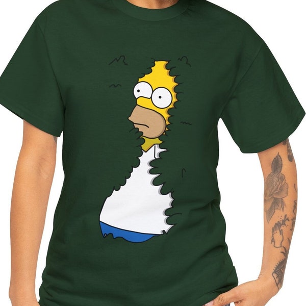 T-shirt con meme Homer Simpson: Scompare lentamente tra i cespugli