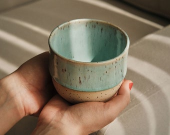 Handmade stoneware cup, Colorful stoneware mug, Big ceramic mug, Unique Housewarming Gifts for Her / Him, HALO CUP