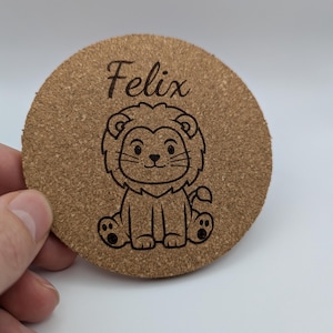 Personalisierter Korkuntersetzer mit Tier-Motiven