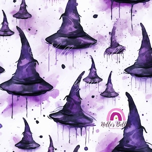 Witch&#39;s hats, purple, and black , seamless design, commercial use