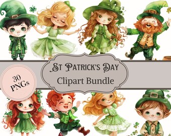 St Patricks Day Clipart, Cute leprechaun PNG, Pot of gold clipart, 4 Leaf Clover Shamrock, Leprechaun clipart, Saint Patrick's Clipart